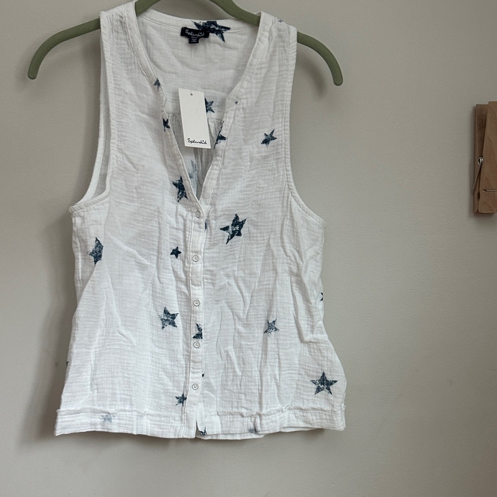 Splendid White and Blue Star Blouse